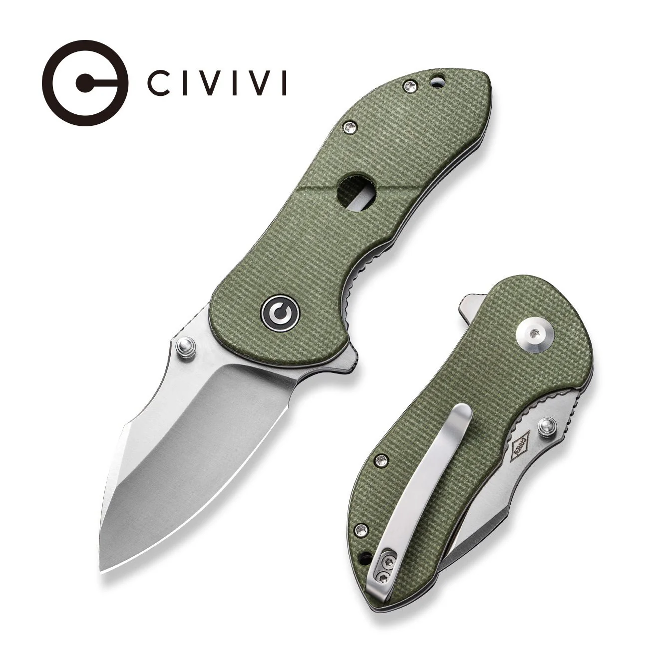 CIVIVI Gordo Flipper & Thumb Stud Knife Micarta Handle (2.51" D2 Blade) C22018C-2