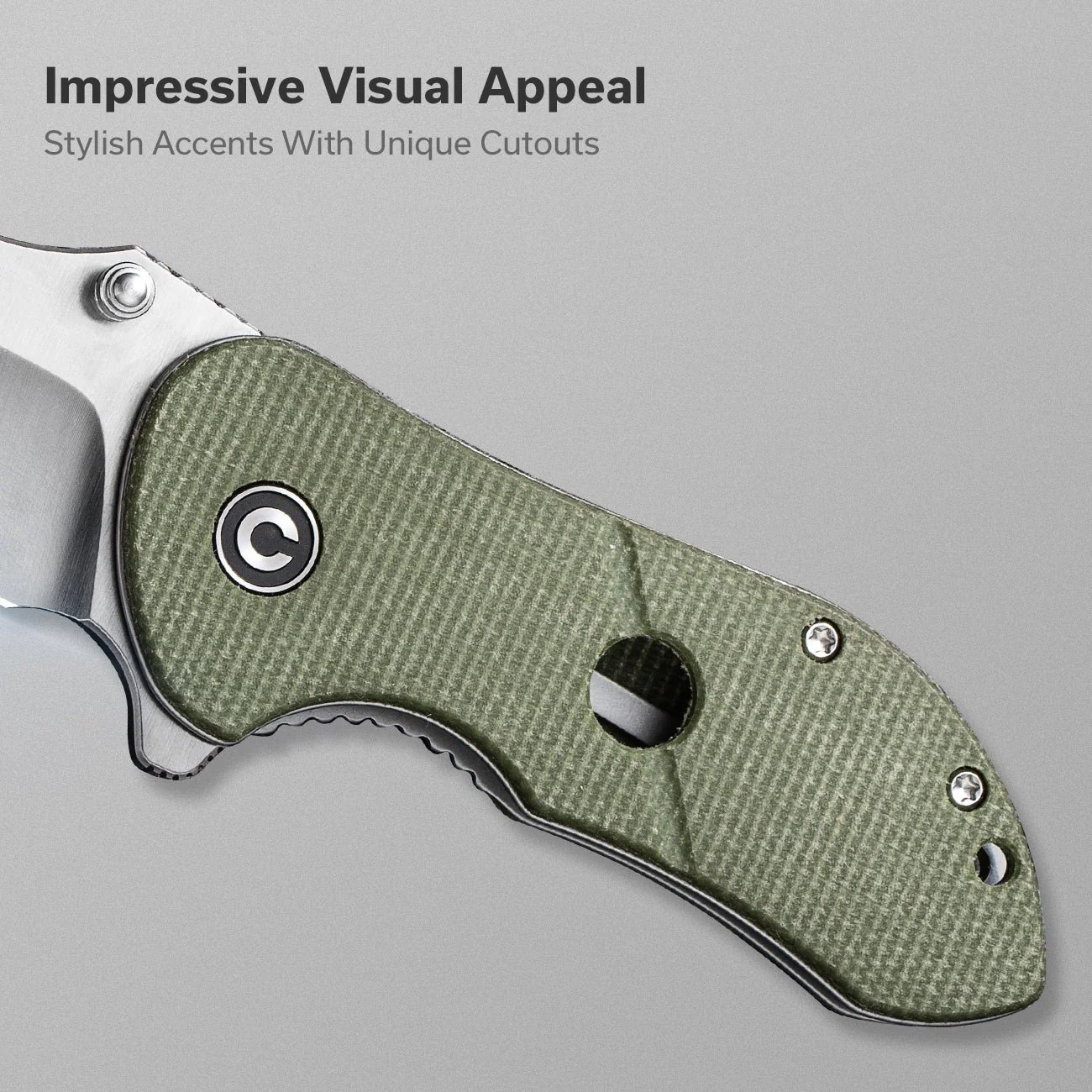 CIVIVI Gordo Flipper & Thumb Stud Knife Micarta Handle (2.51" D2 Blade) C22018C-2 - Image 3