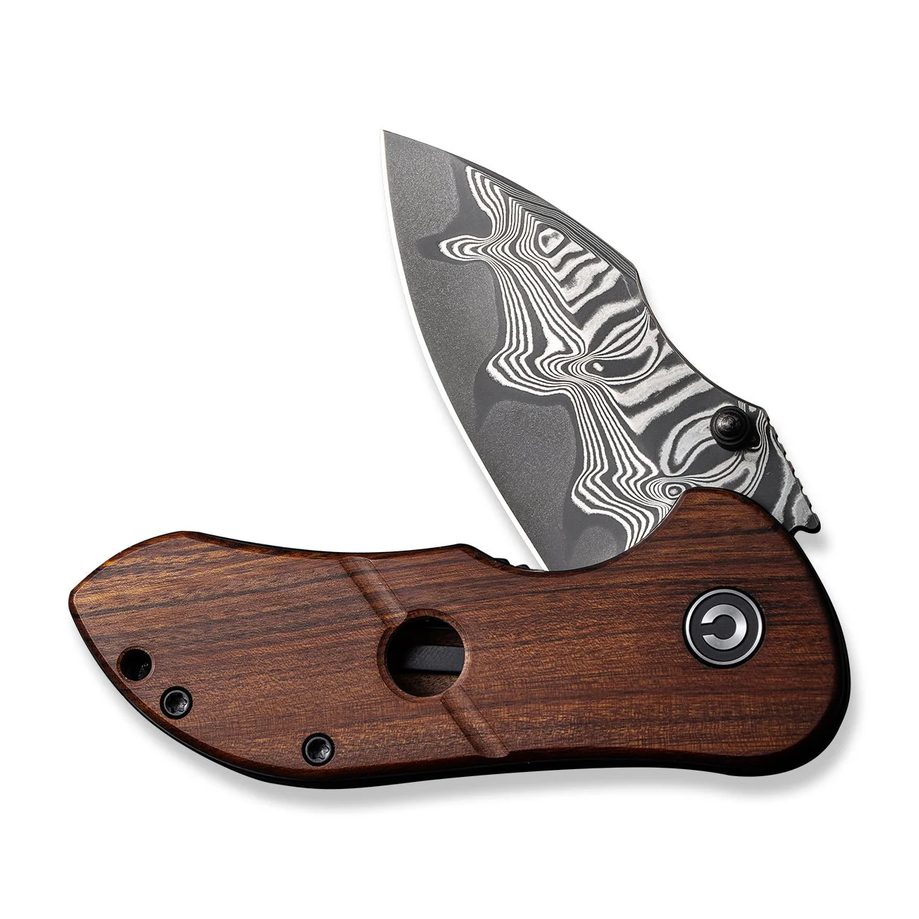 CIVIVI Gordo Flipper & Thumb Stud Knife Wood Handle (2.51" Damascus Blade) C22018C-DS1 - Image 10