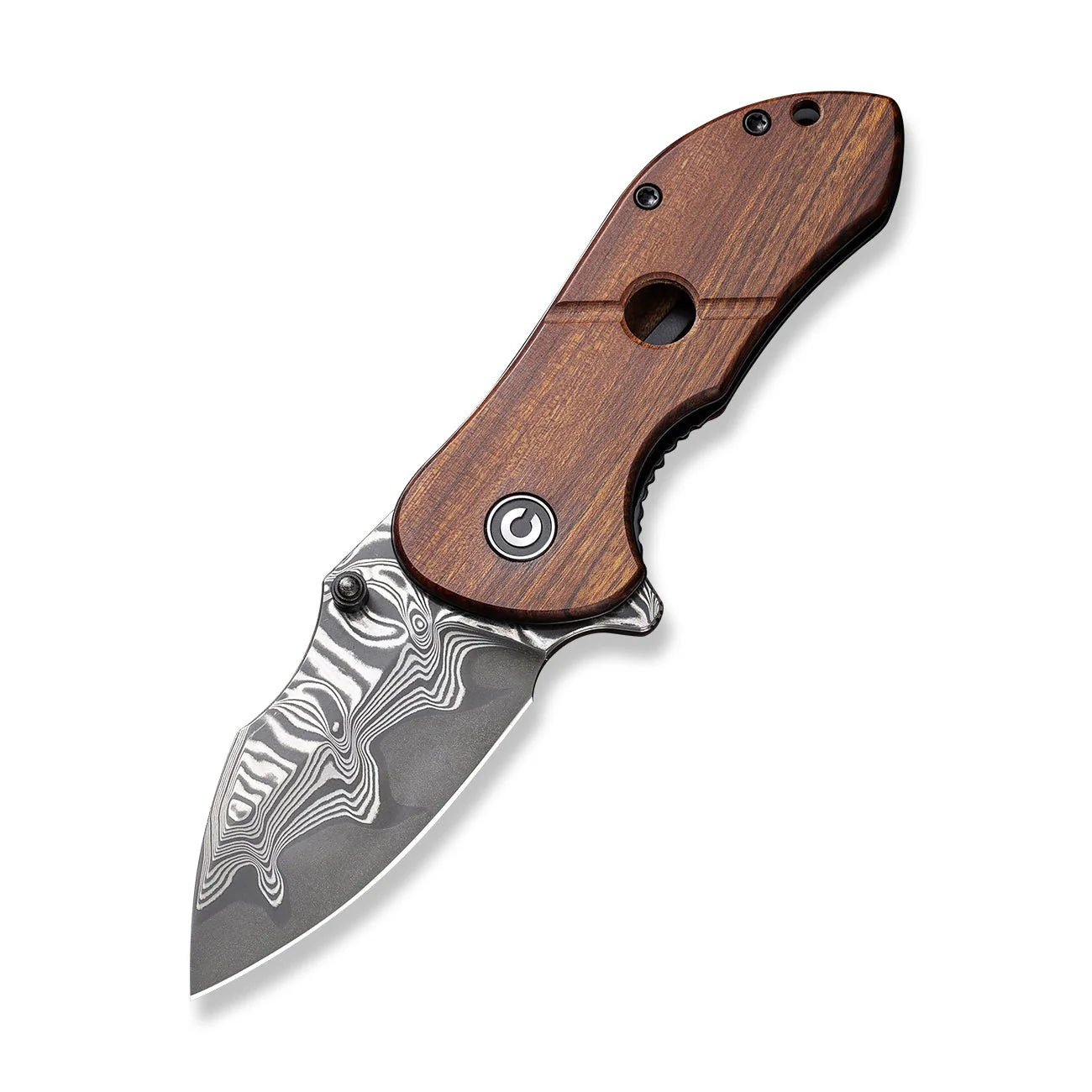 CIVIVI Gordo Flipper & Thumb Stud Knife Wood Handle (2.51" Damascus Blade) C22018C-DS1 - Image 8