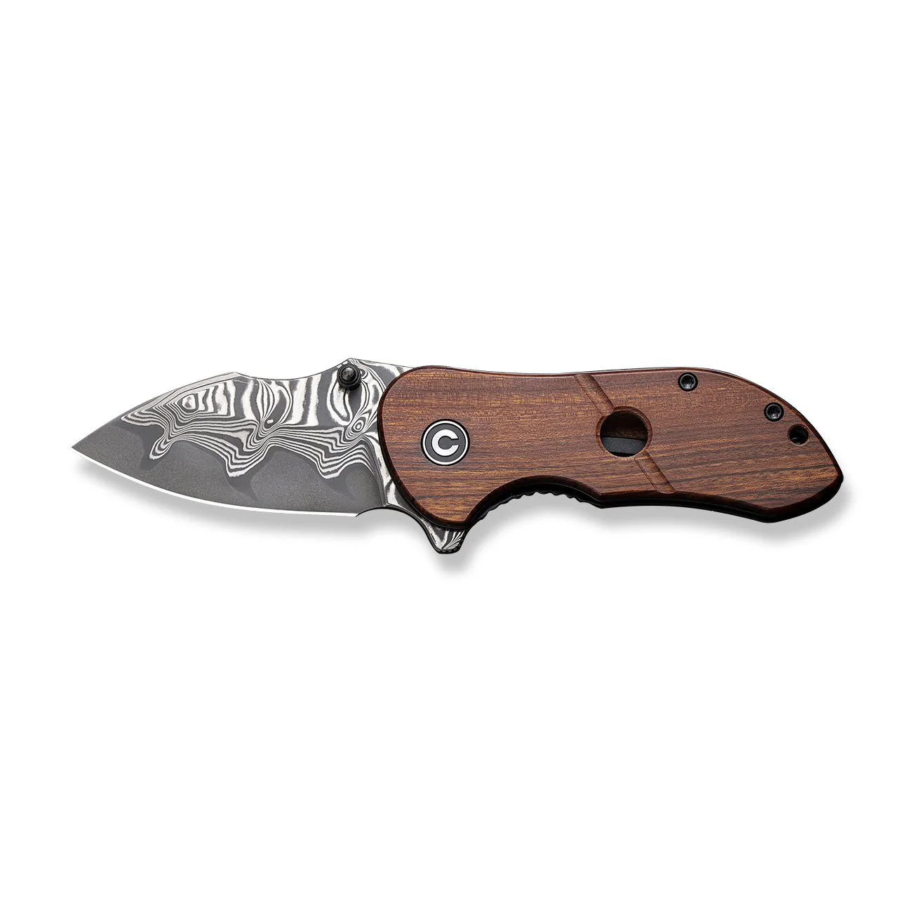 CIVIVI Gordo Flipper & Thumb Stud Knife Wood Handle (2.51" Damascus Blade) C22018C-DS1 - Image 9
