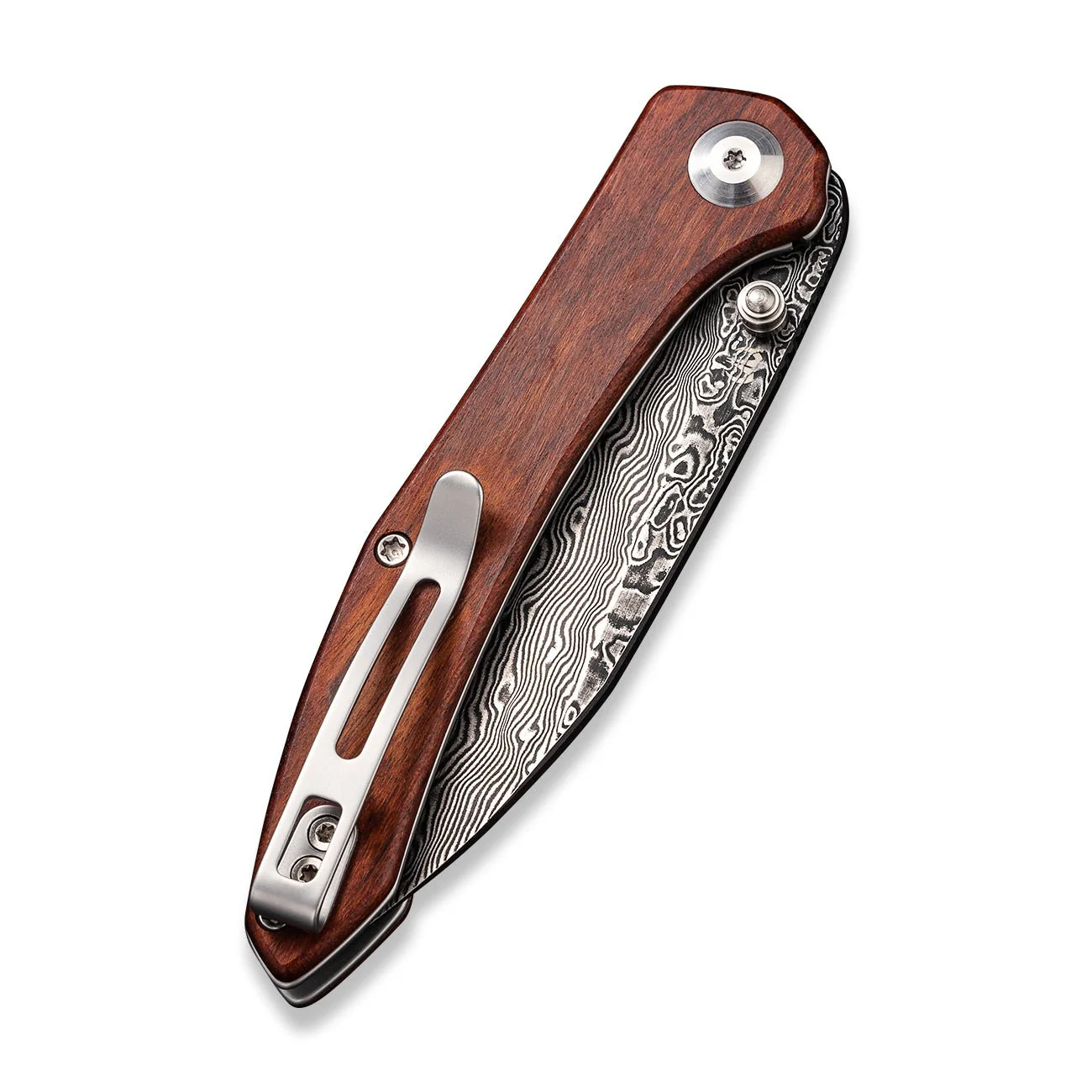 CIVIVI Hadros Thumb Stud Knife Wood Handle (3.35" Damascus Blade) C20004-DS1 - Image 6
