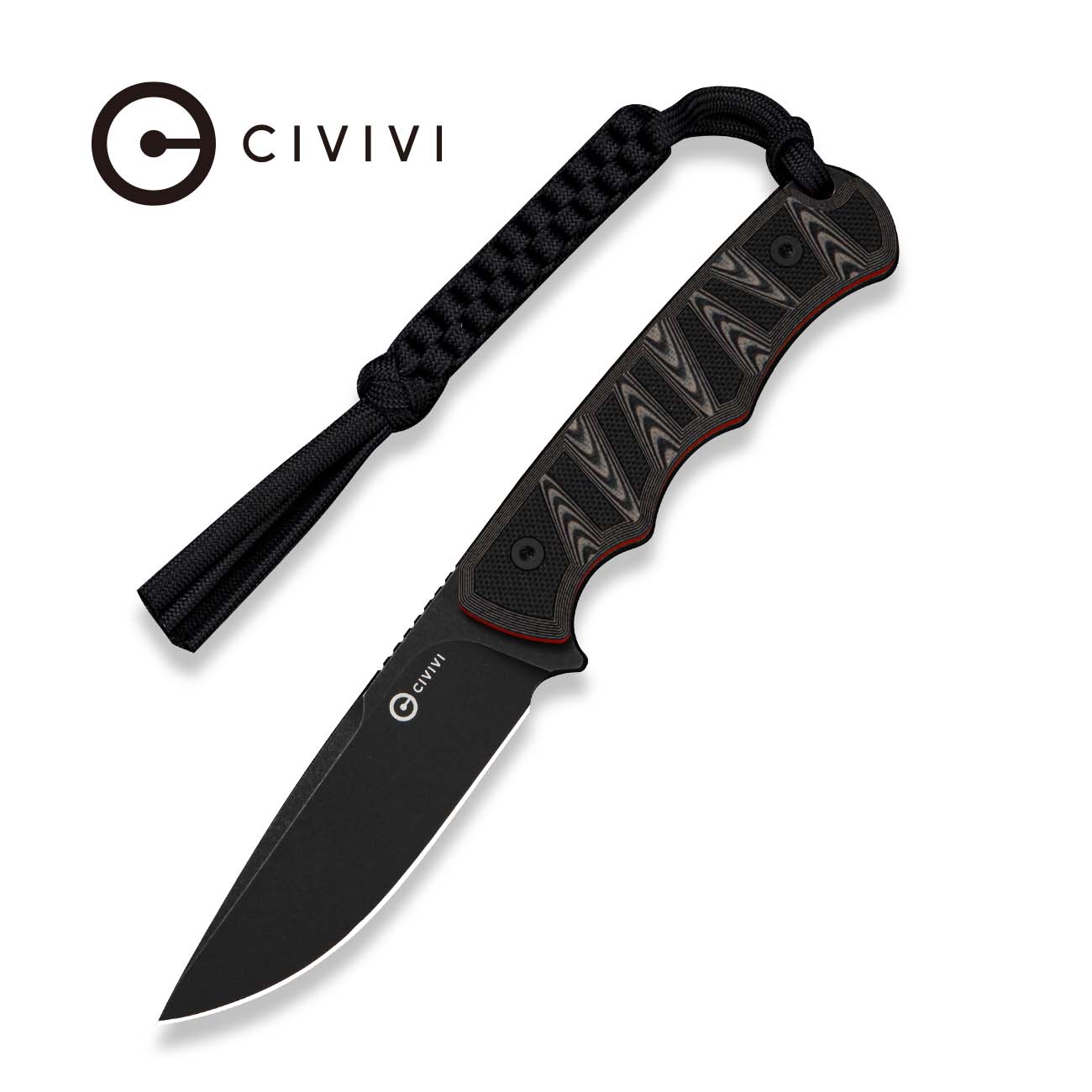 CIVIVI Haven Fixed Blade Knife Black & Tan & Orange G10 Handle (3.43" Black Stonewashed 14C28N Blade) C25073 Sample1