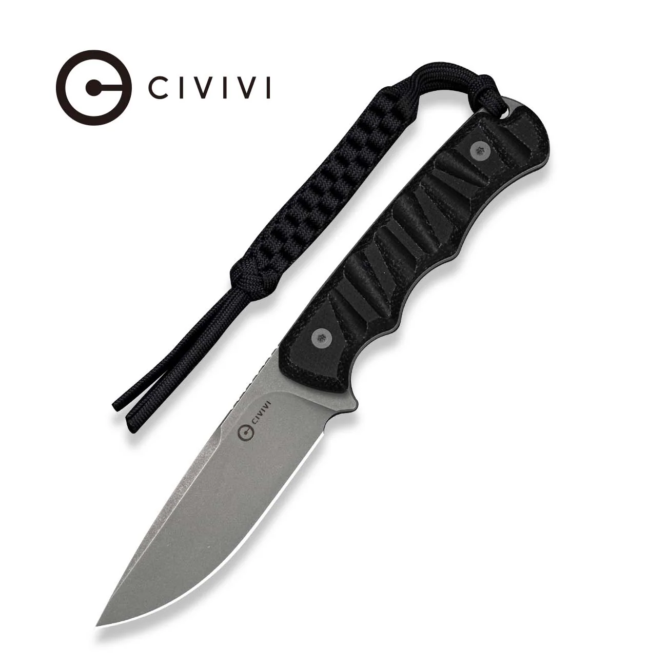 CIVIVI Haven Fixed Blade Knife Black Canvas Micarta Handle (3.43" Gray Stonewashed 14C28N Blade) C25073 Sample2