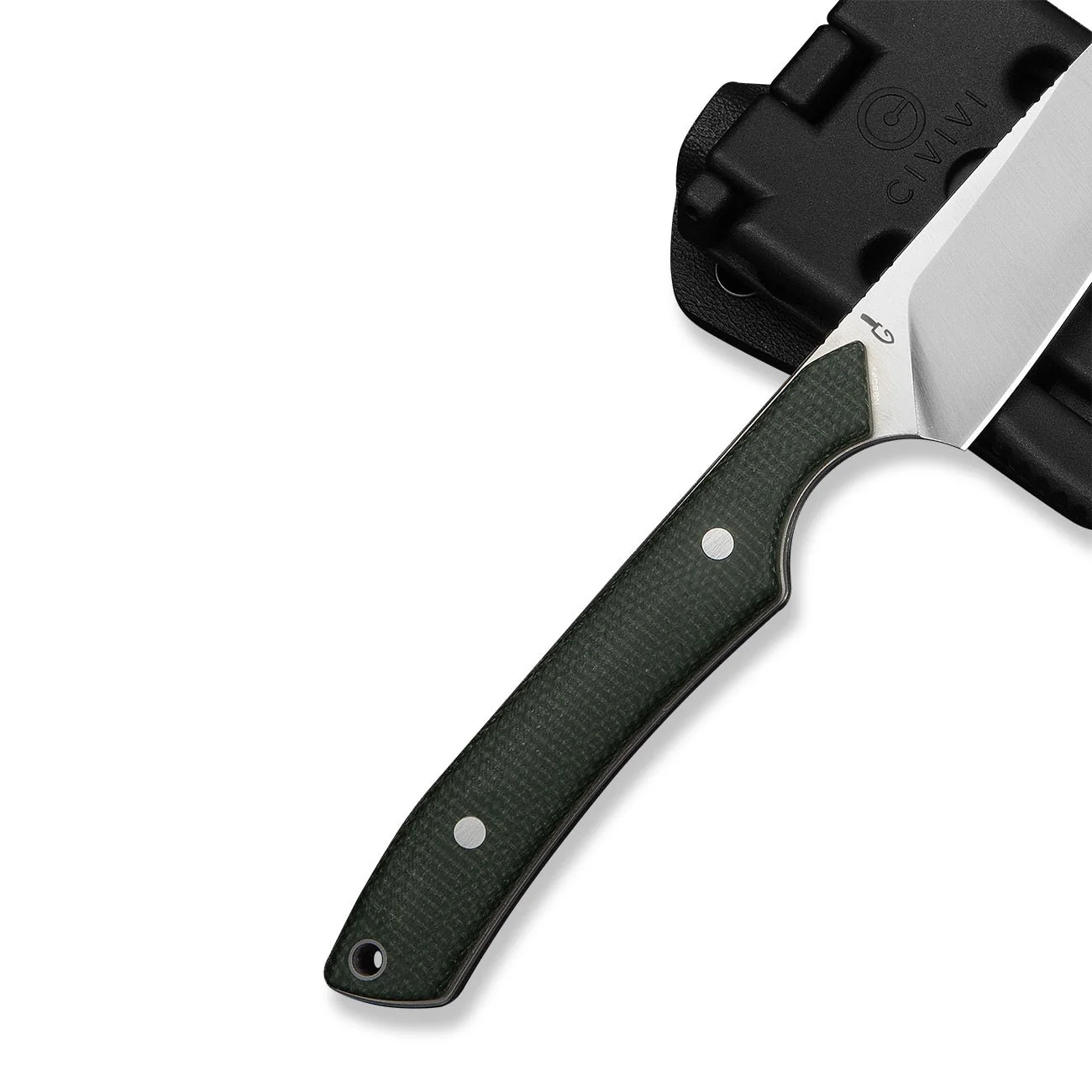 CIVIVI High Grass Field Knife Hunting Fixed Blade Knife Green Canvas Micarta Handle (2.93" Satin Finished 14C28N Blade) C25084-2, With 1PC Black Lanyard, Black Kydex Sheath & T-Clip - Image 9