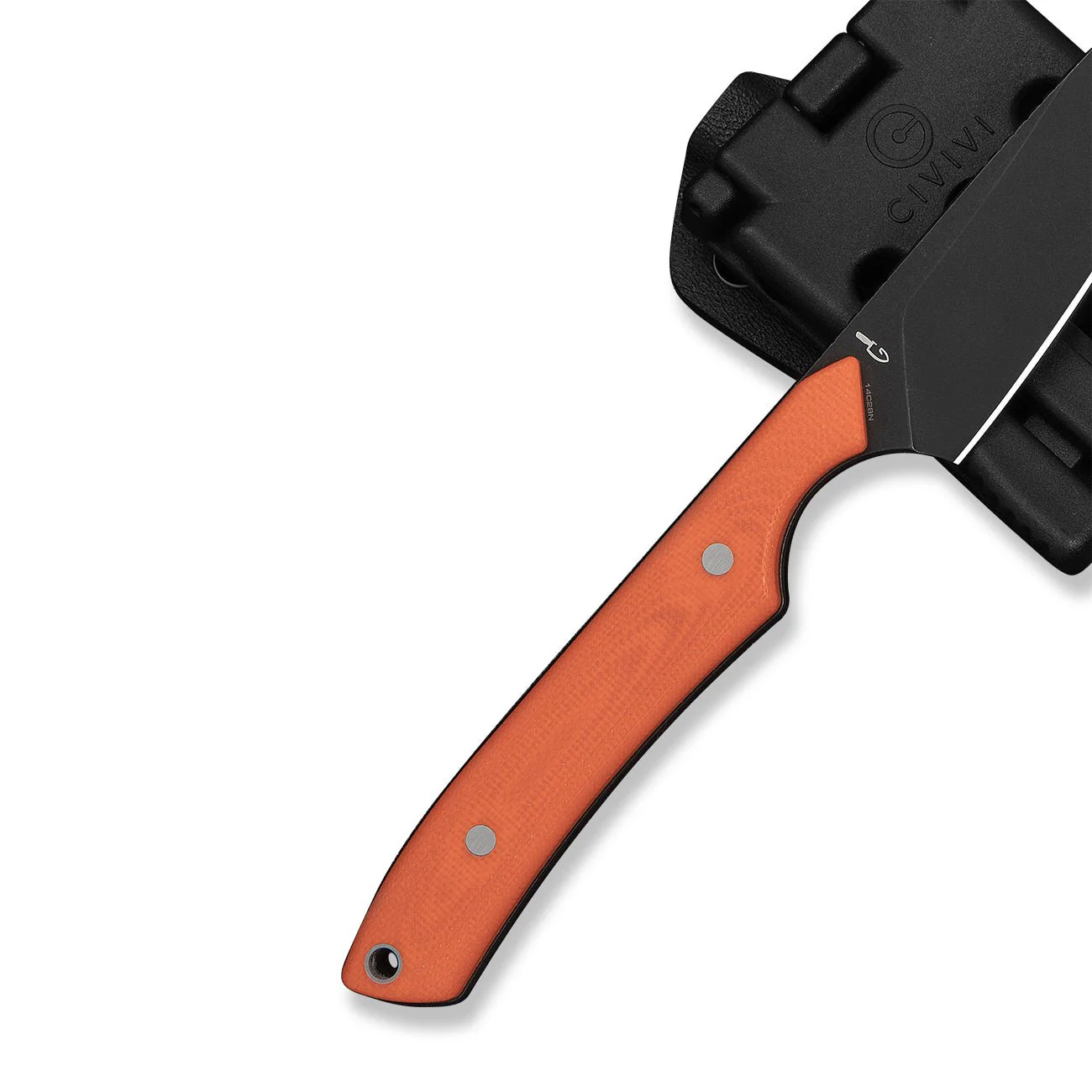 CIVIVI High Grass Field Knife Hunting Fixed Blade Knife Orange G10 Handle (2.93" Black Stonewashed 14C28N Blade) C25084-1, With 1PC Black Lanyard, Black Kydex Sheath & T-Clip - Image 9