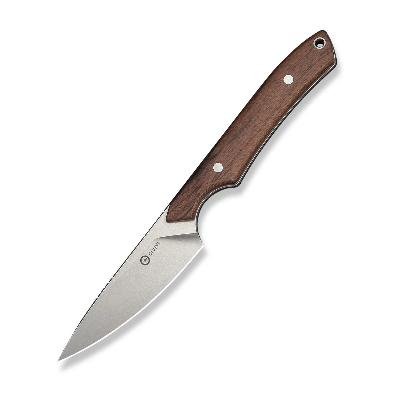 CIVIVI High Grass Field Knife Hunting Fixed Blade Guibourtia Wood Handle (2.93" Stonewashed 14C28N Blade) C25084-3, With 1PC Black Lanyard, Black Kydex Sheath & T-Clip - Image 4