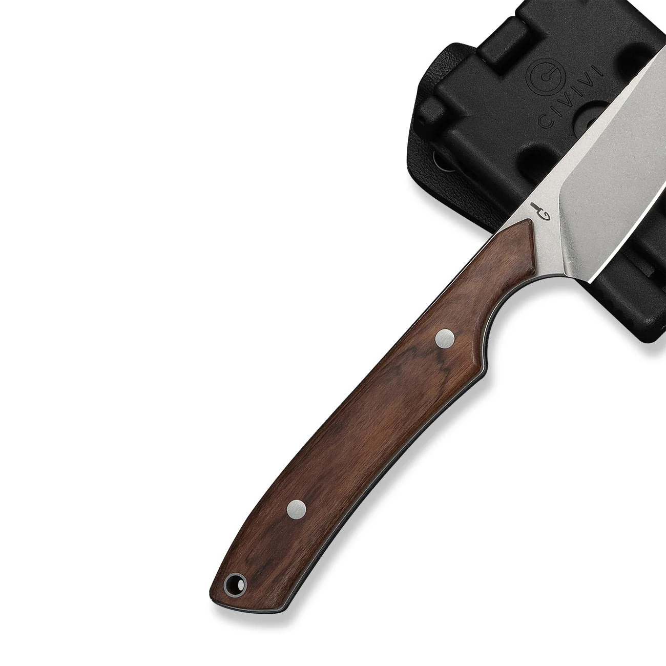 CIVIVI High Grass Field Knife Hunting Fixed Blade Guibourtia Wood Handle (2.93" Stonewashed 14C28N Blade) C25084-3, With 1PC Black Lanyard, Black Kydex Sheath & T-Clip - Image 9