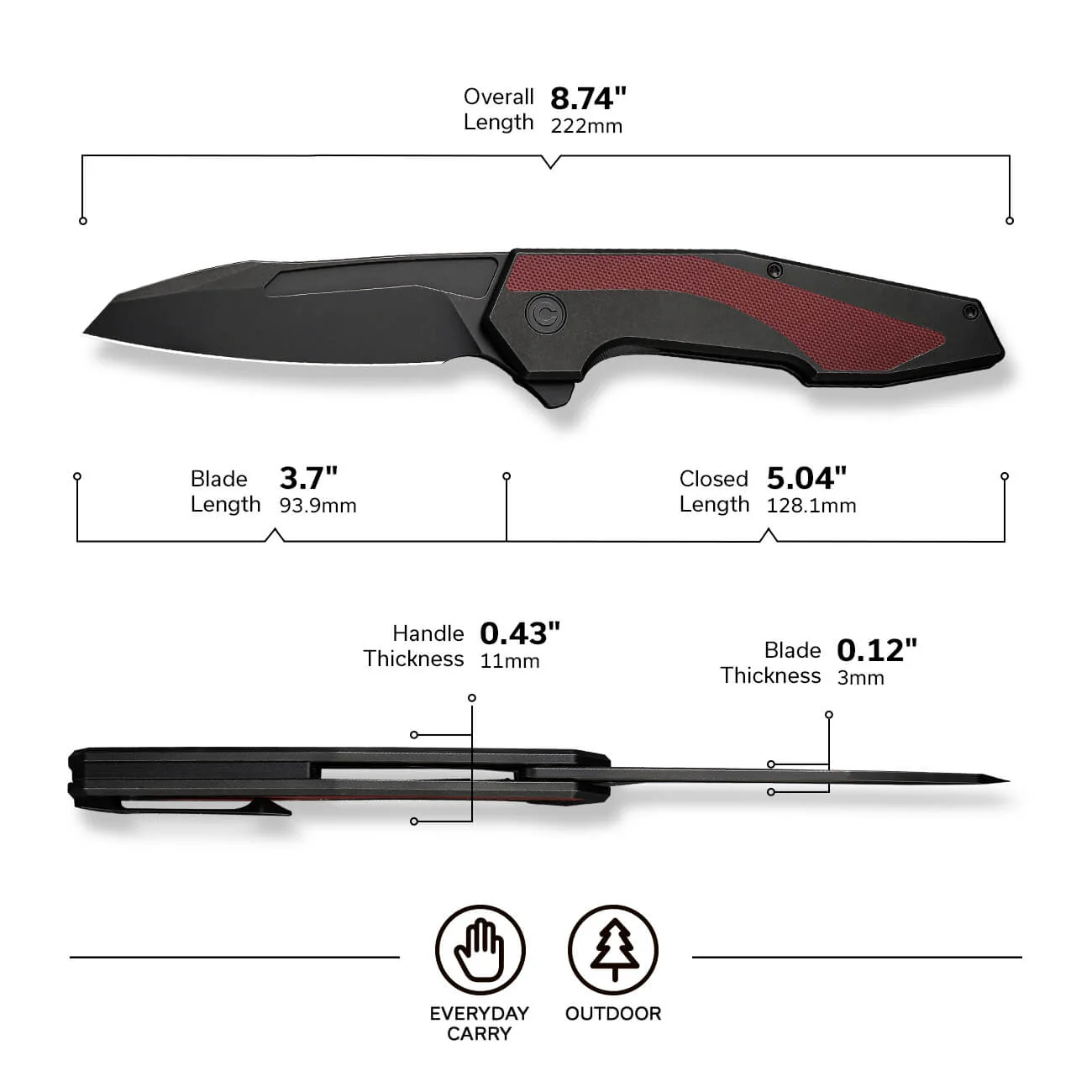 CIVIVI Hypersonic Flipper Knife Steel & G10 Handle (3.7" 14C28N Blade) C22011-3 - Image 2