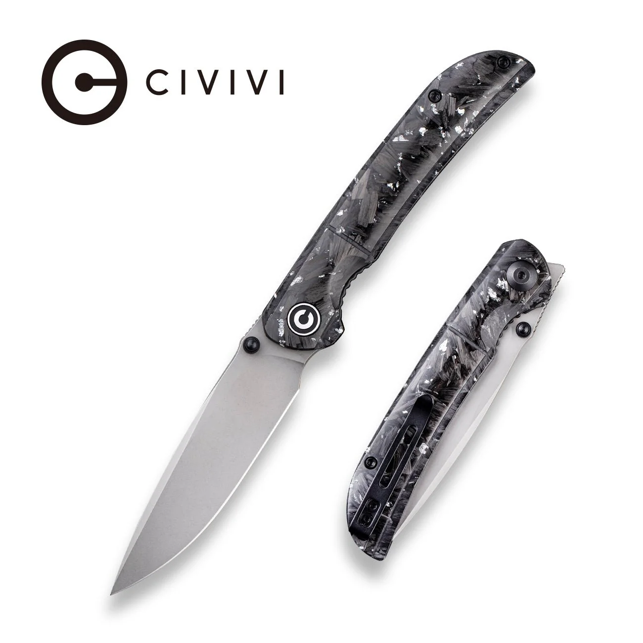 CIVIVI Imperium Front Flipper & Thumb Stud Knife Carbon Fiber & Resin Handle (3.47" Nitro-V Blade) C2106B