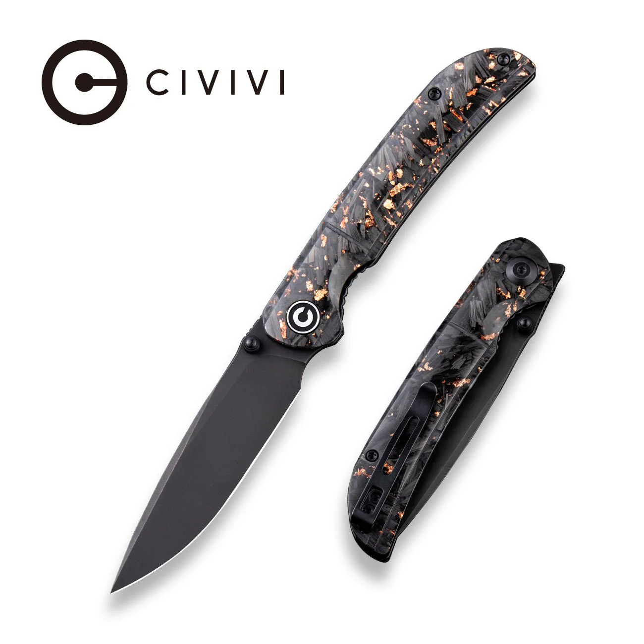CIVIVI Imperium Front Flipper & Thumb Stud Knife Carbon Fiber & Resin Handle (3.47" Nitro-V Blade) C2106C