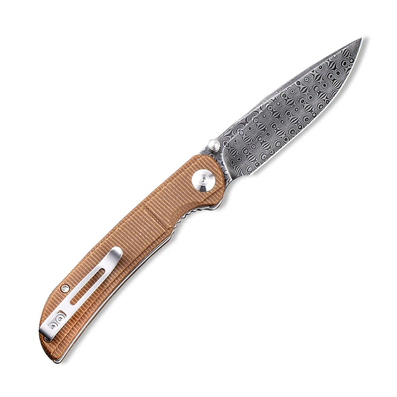 CIVIVI Imperium Front Flipper & Thumb Stud Knife Micarta Handle (3.47" Damascus Blade) C2107DS-1 - Image 2