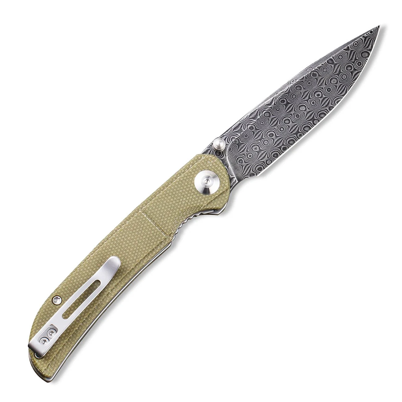CIVIVI Imperium Front Flipper & Thumb Stud Knife Micarta Handle (3.47" Damascus Blade) C2107DS-2 - Image 2