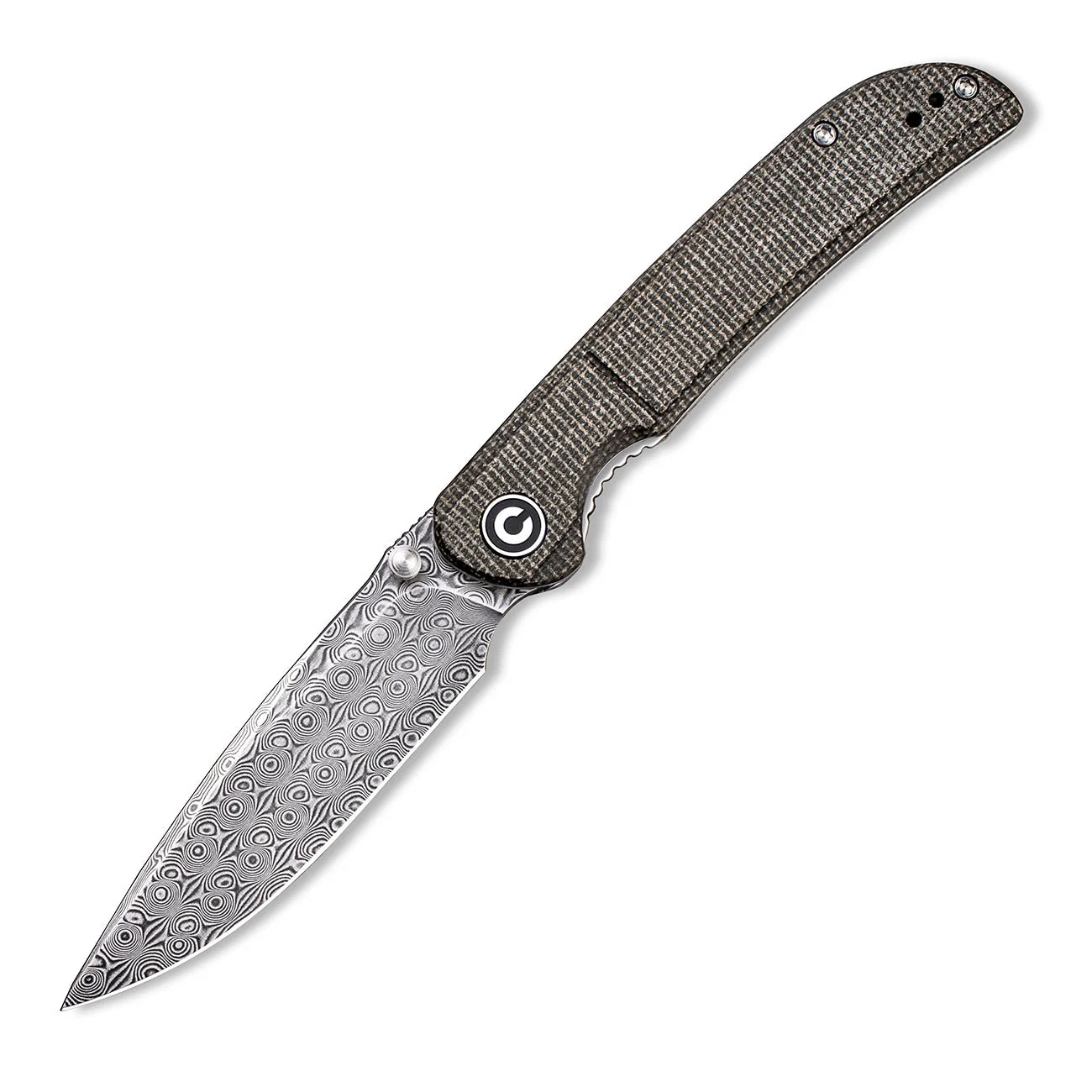 CIVIVI Imperium Front Flipper & Thumb Stud Knife Micarta Handle (3.47" Damascus Blade) C2107DS-3 - Image 3