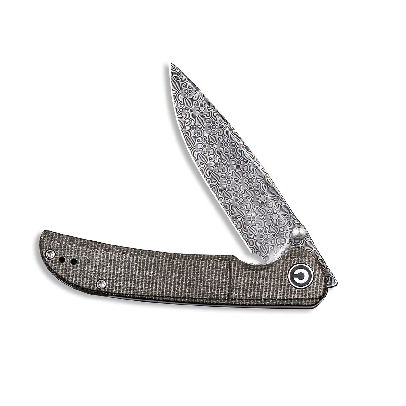 CIVIVI Imperium Front Flipper & Thumb Stud Knife Micarta Handle (3.47" Damascus Blade) C2107DS-3 - Image 4