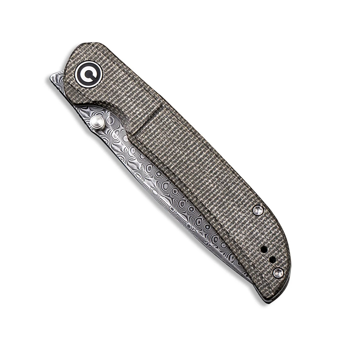 CIVIVI Imperium Front Flipper & Thumb Stud Knife Micarta Handle (3.47" Damascus Blade) C2107DS-3 - Image 5