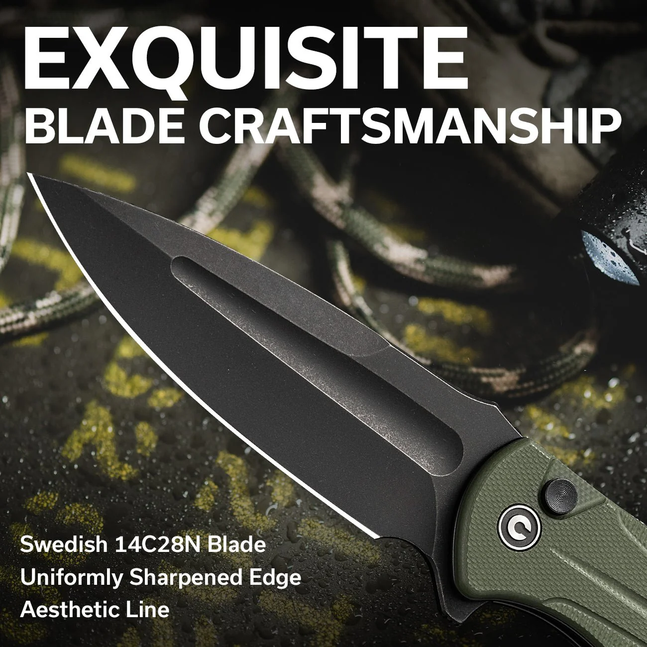 CIVIVI Incindie Flipper & Button Lock Knife G10 Handle (3.48" 14C28N Blade) C23053-2 - Image 2