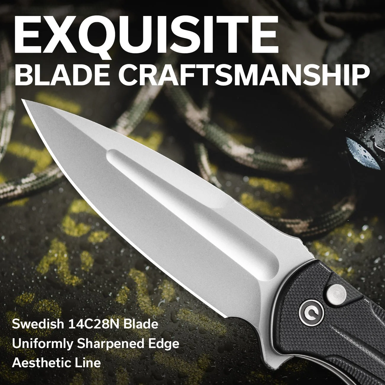 CIVIVI Incindie Flipper & Button Lock Knife G10 Handle (3.48" 14C28N Blade) C23053-3 - Image 2