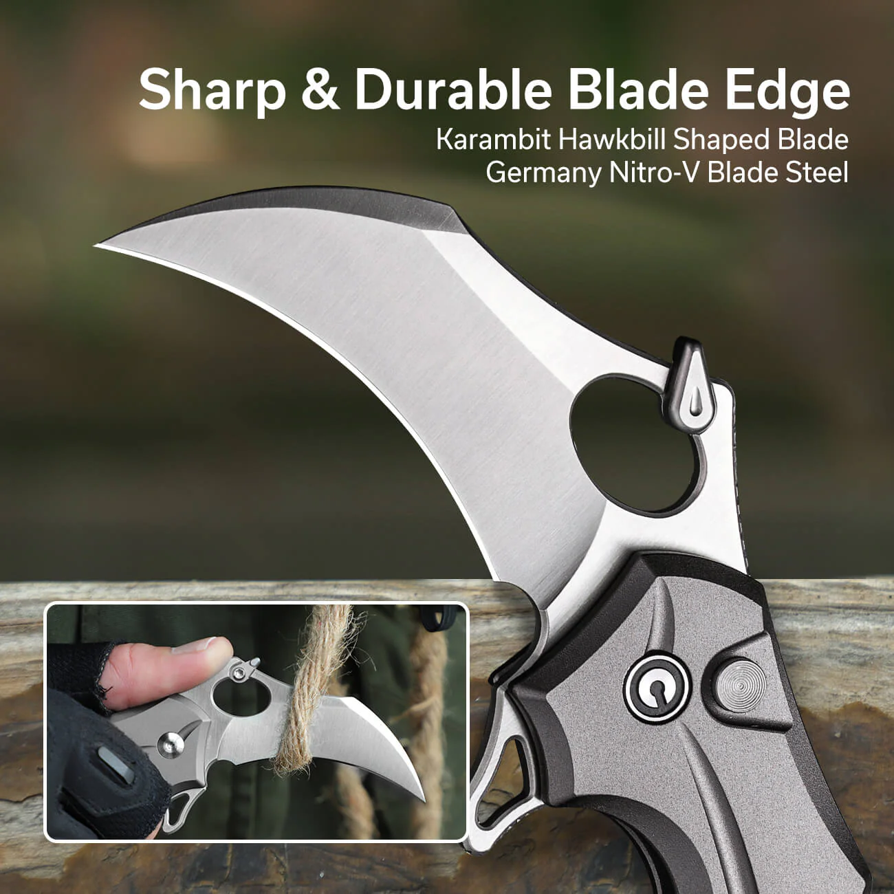 CIVIVI Incisor II Flipper & Thumb Hole & Button Lock Knife Aluminum Handle (2.02" Nitro-V Blade) C16016B-3 - Image 2