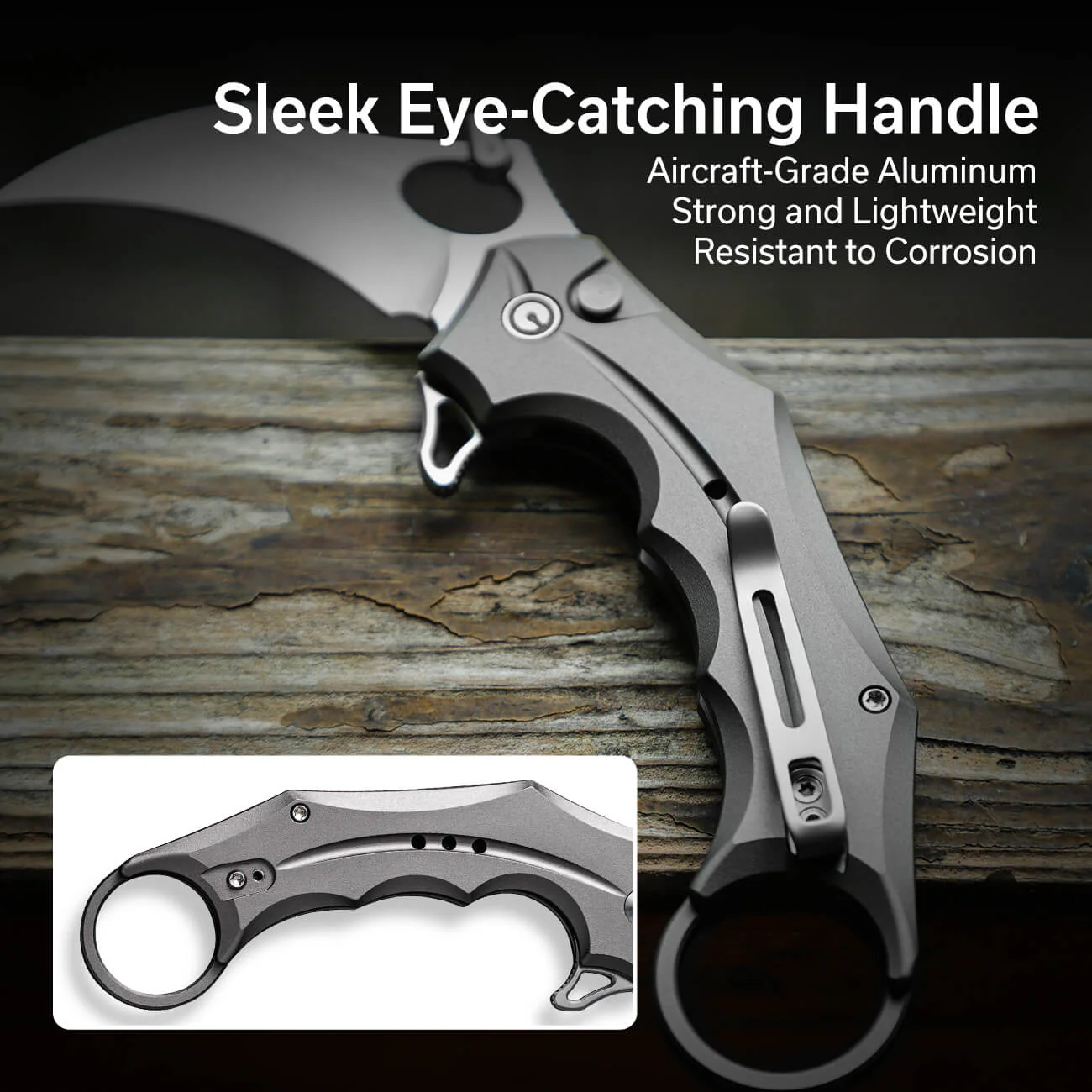 CIVIVI Incisor II Flipper & Thumb Hole & Button Lock Knife Aluminum Handle (2.02" Nitro-V Blade) C16016B-3 - Image 4