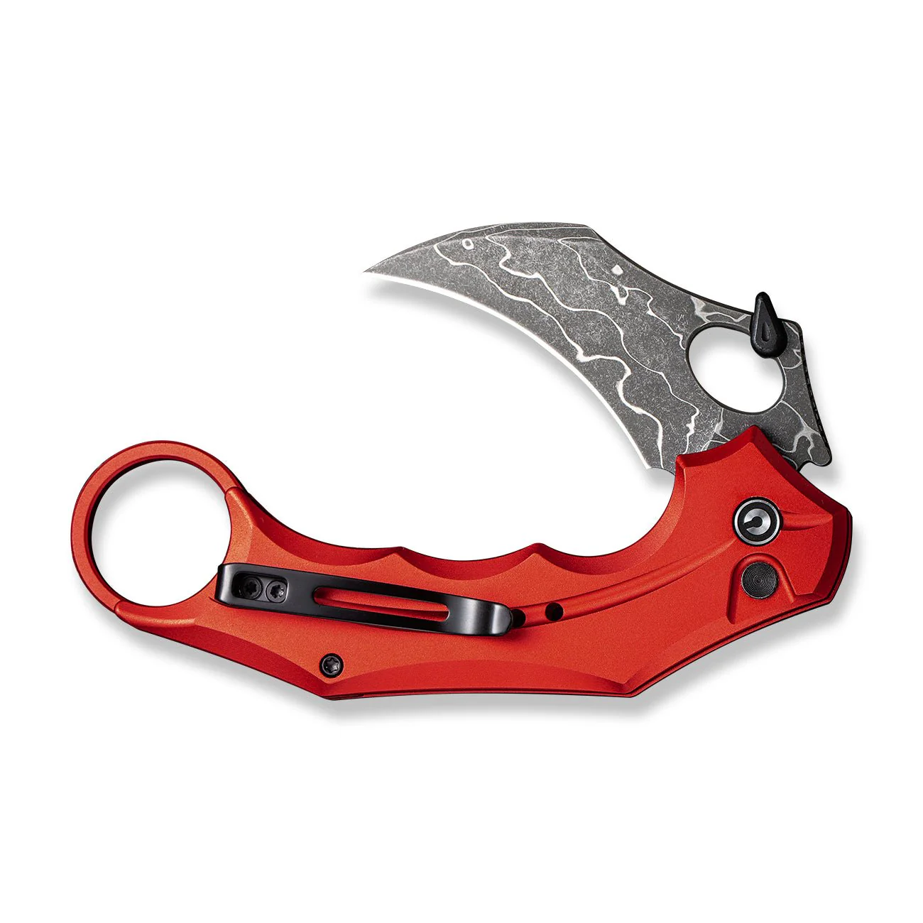 CIVIVI Incisor II Flipper & Thumb Hole & Button Lock Knife Aluminum Handle (2.02" Damascus Blade) C16016B-DS1 - Image 10