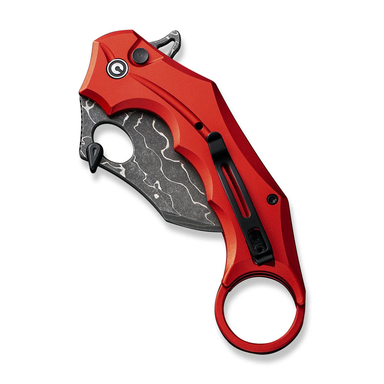 CIVIVI Incisor II Flipper & Thumb Hole & Button Lock Knife Aluminum Handle (2.02" Damascus Blade) C16016B-DS1 - Image 11