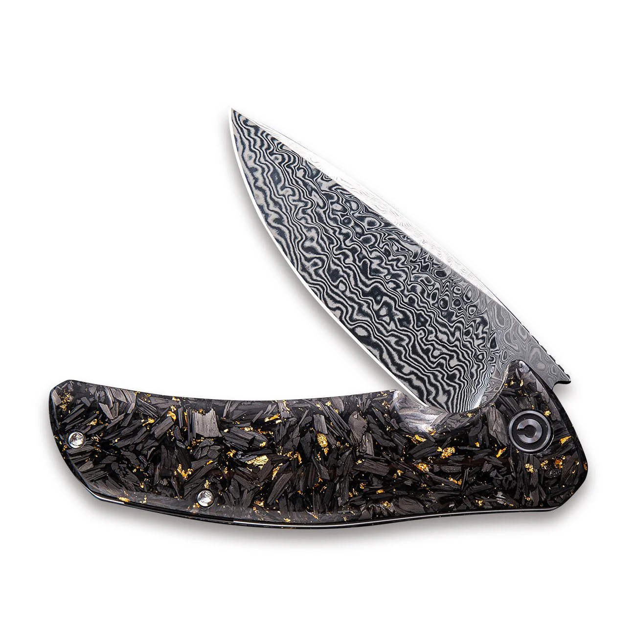 CIVIVI Incite Flipper Knife Carbon Fiber & Resin Handle (3.7" Damascus) C908DS-1 - Image 4
