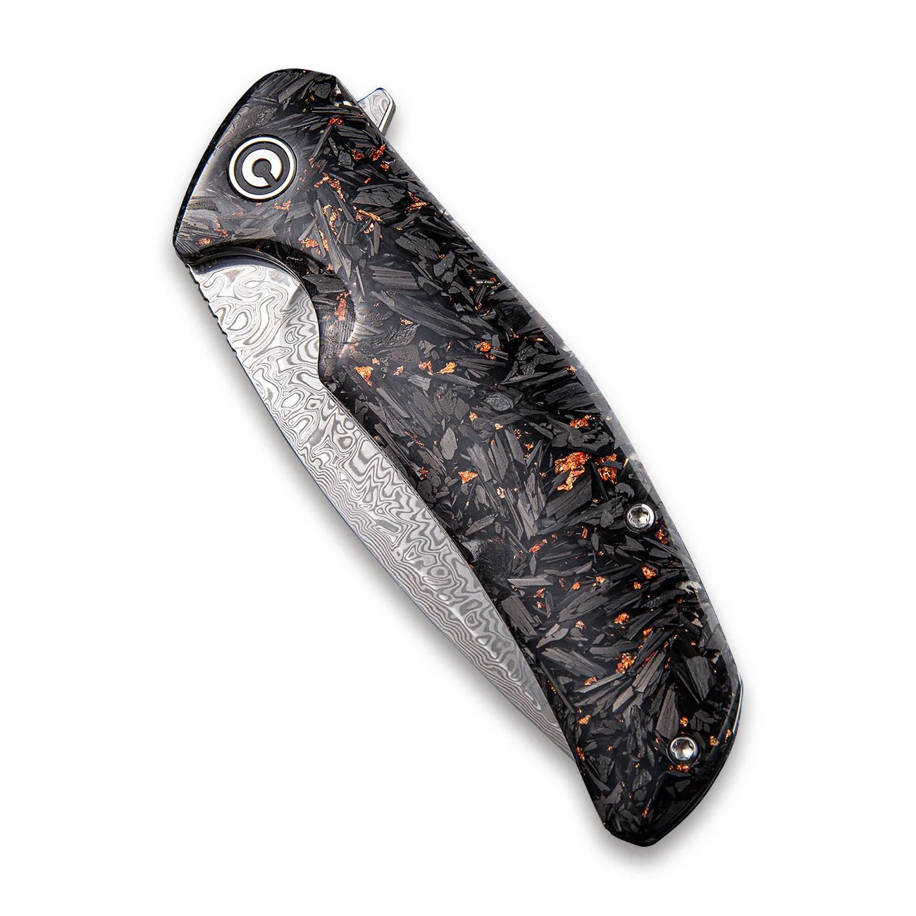 CIVIVI Incite Flipper Knife Carbon Fiber & Resin Handle (3.7" Damascus) C908DS-2 - Image 5