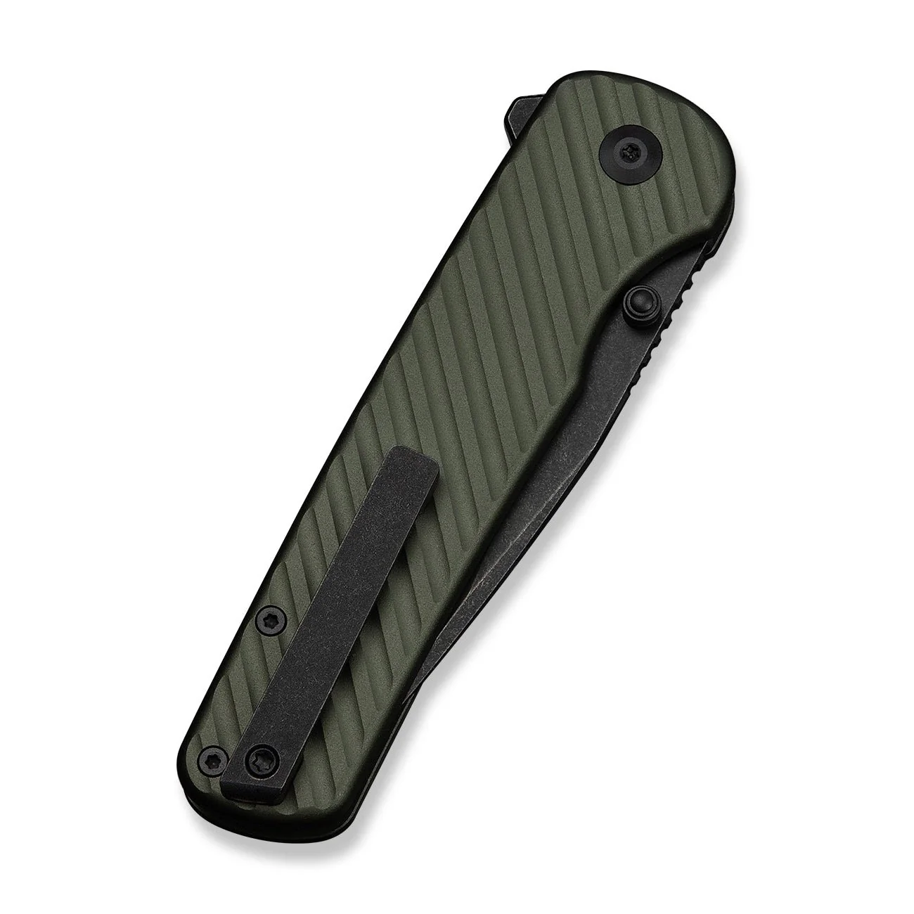 CIVIVI Iron Tide Flipper & Thumb Stud & Button Lock Knife Forest Green Aluminum Handle (3.24" Black Stonewashed 14C28N Blade) C25011-2 - Image 7