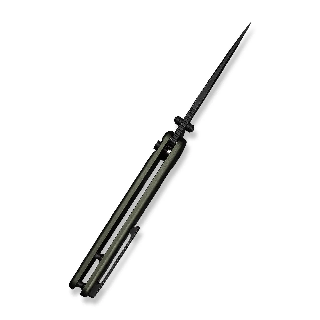 CIVIVI Iron Tide Flipper & Thumb Stud & Button Lock Knife Forest Green Aluminum Handle (3.24" Black Stonewashed 14C28N Blade) C25011-2 - Image 9
