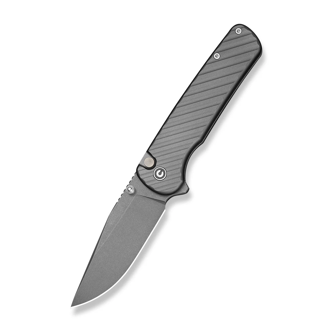 CIVIVI Iron Tide Flipper & Thumb Stud & Button Lock Knife Gray Aluminum Handle (3.24" Gray Stonewashed 14C28N Blade) C25011-3 - Image 3