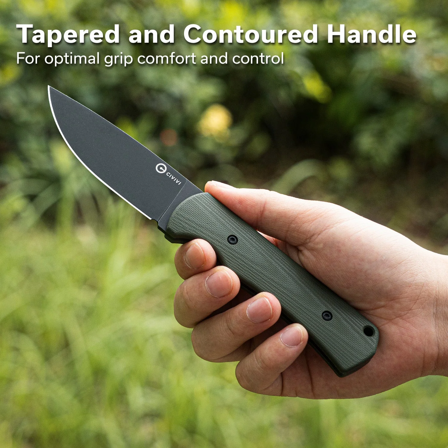 CIVIVI Jencks Fixed Blade Knife OD Green G10 Handle (3.54" Black Stonewashed 14C28N Blade) C24051-2, With 1PC Black Lanyard, Black Kydex Sheath & T-Clip - Image 4