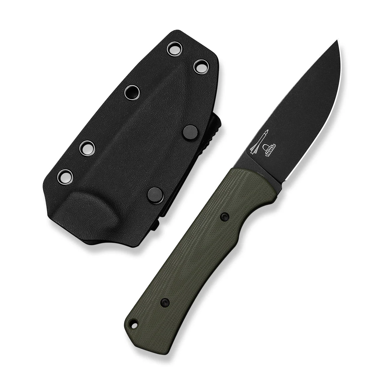CIVIVI Jencks Fixed Blade Knife OD Green G10 Handle (3.54" Black Stonewashed 14C28N Blade) C24051-2, With 1PC Black Lanyard, Black Kydex Sheath & T-Clip - Image 9