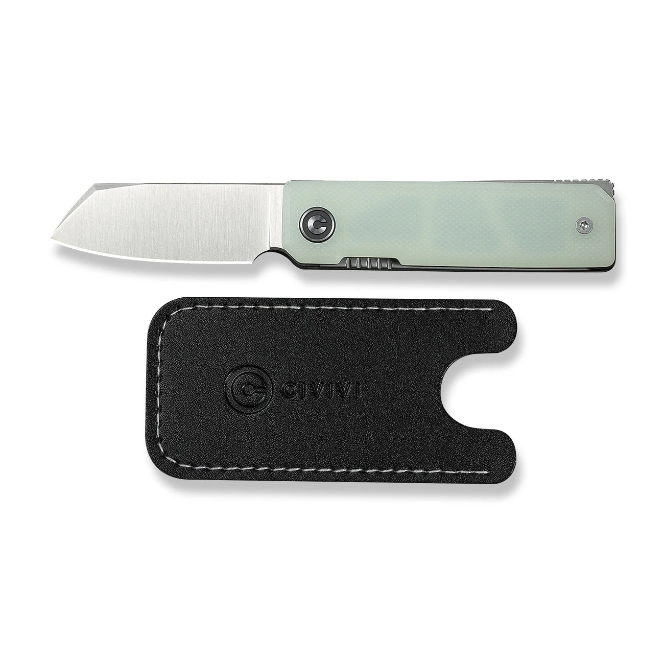 CIVIVI Kukei Front Flipper Knife Natural G10 Handle (2.02" Satin Finished Nitro-V Blade) C25036-2, With 1PC Black Leather Sheath - Image 8