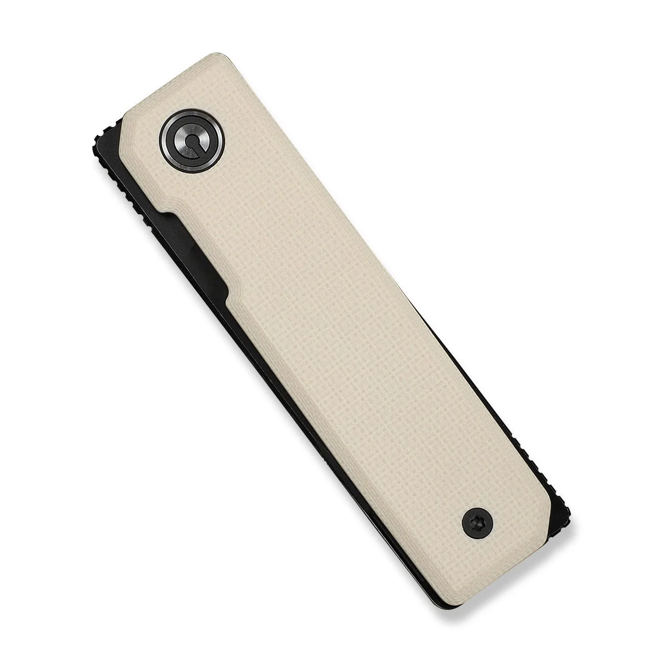 CIVIVI Kukei Front Flipper Knife Ivory G10 Handle (2.02" Black Stonewashed Nitro-V Blade) C25036-3, With 1PC Black Leather Sheath - Image 12