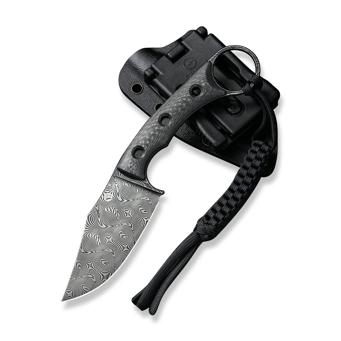 CIVIVI Midwatch Fixed Blade Knife Carbon Fiber Handle (3.39" Damascus Blade) C20059B-DS1 - Image 11