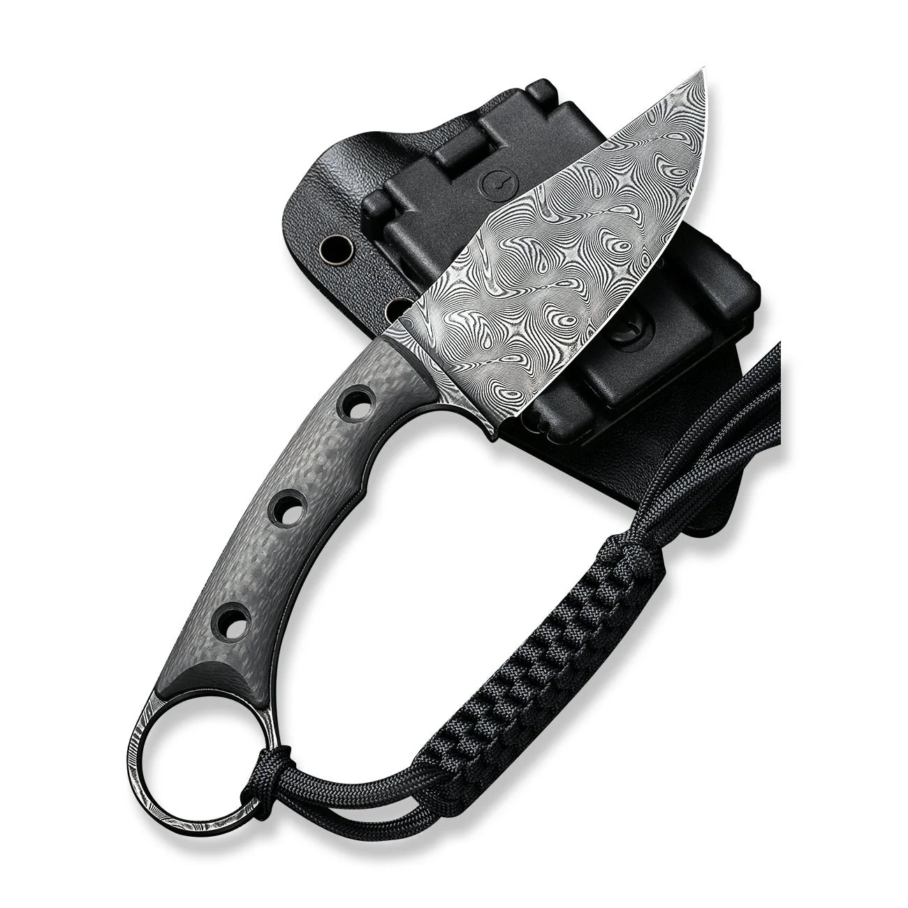 CIVIVI Midwatch Fixed Blade Knife Carbon Fiber Handle (3.39" Damascus Blade) C20059B-DS1 - Image 12