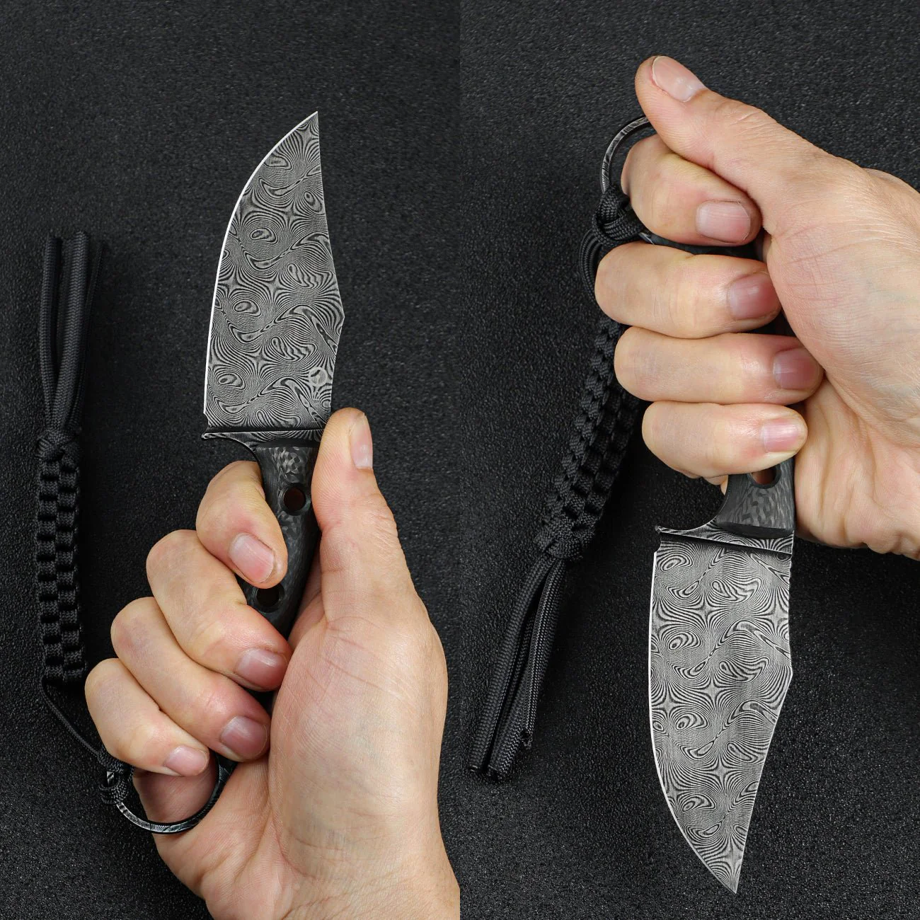 CIVIVI Midwatch Fixed Blade Knife Carbon Fiber Handle (3.39" Damascus Blade) C20059B-DS1 - Image 6