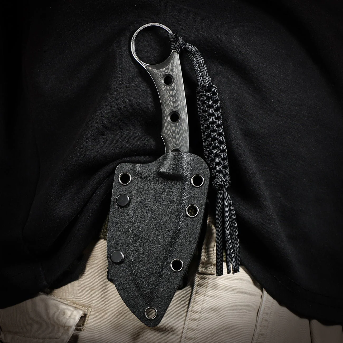 CIVIVI Midwatch Fixed Blade Knife Carbon Fiber Handle (3.39" Damascus Blade) C20059B-DS1 - Image 8
