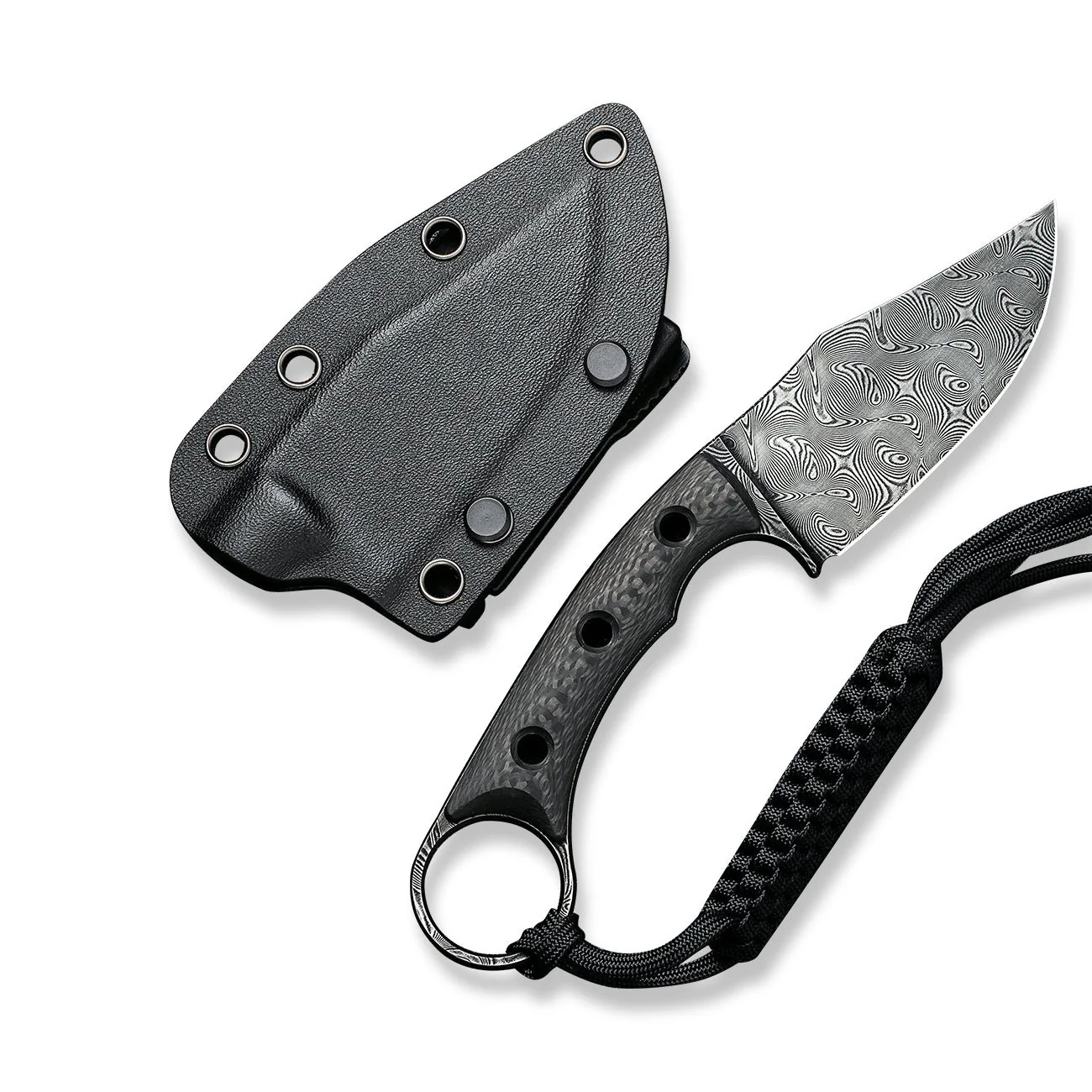 CIVIVI Midwatch Fixed Blade Knife Carbon Fiber Handle (3.39" Damascus Blade) C20059B-DS1 - Image 9