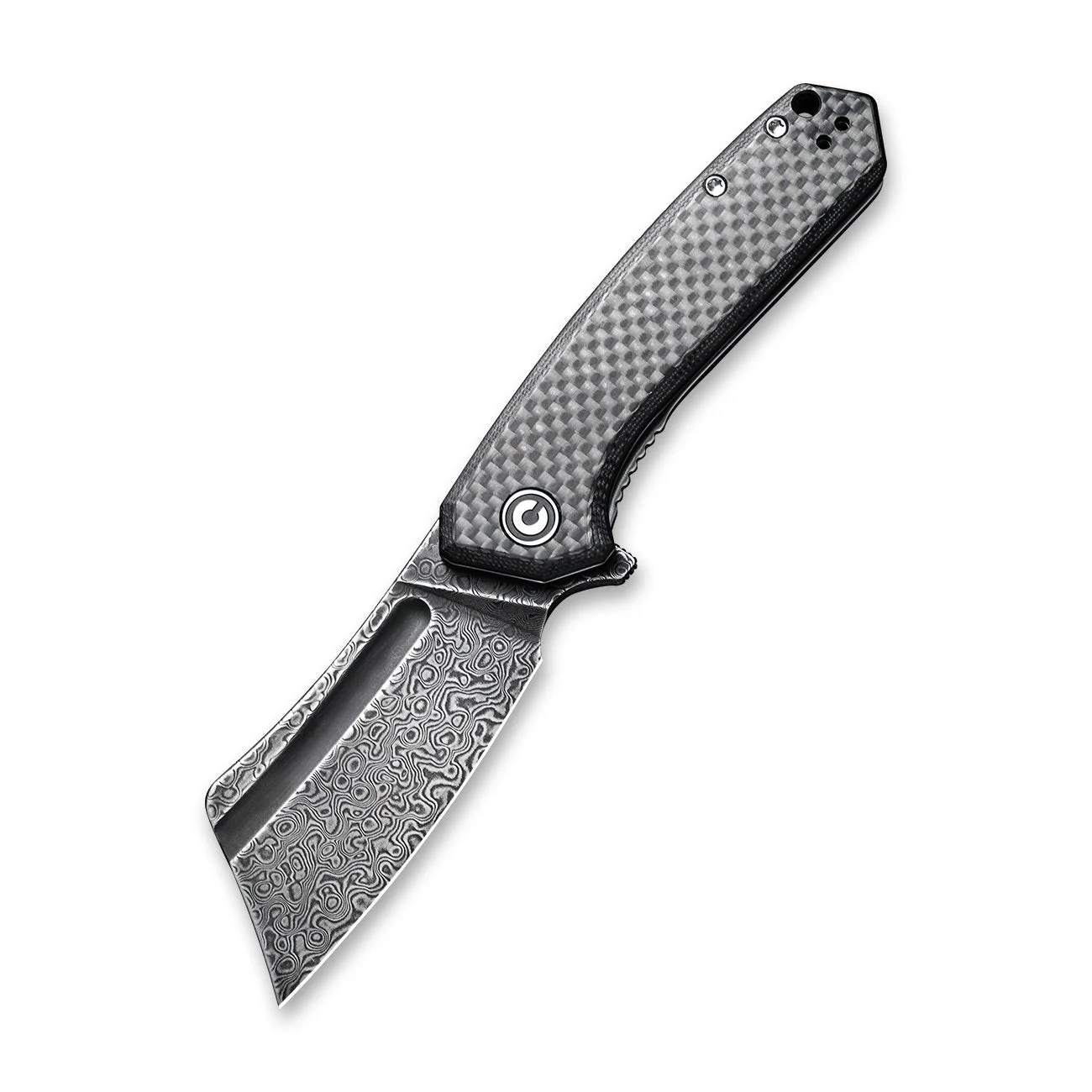 CIVIVI Mini Bullmastiff Flipper Knife Carbon Fiber & G10 Handle (2.97" Damascus Blade) C2004DS-1 - Image 3