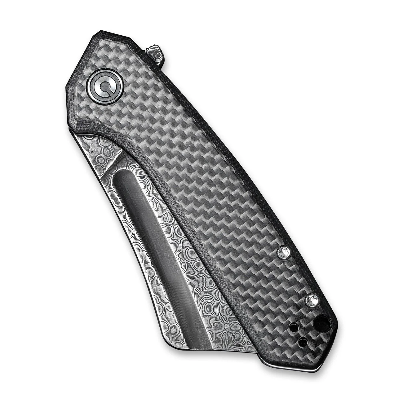 CIVIVI Mini Bullmastiff Flipper Knife Carbon Fiber & G10 Handle (2.97" Damascus Blade) C2004DS-1 - Image 5