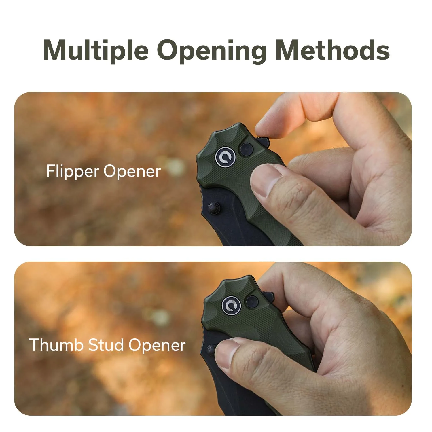 CIVIVI Natterjack Flipper & Thumb Stud & Button Lock Knife G10 Handle (3.19" 14C28N Blade) C24028-1 - Image 4