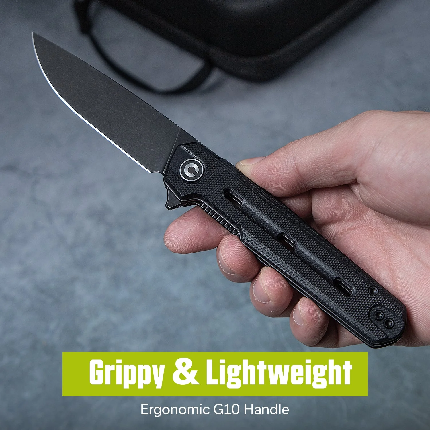 CIVIVI Navo Flipper Knife Black G10 Handle (3.25" Black Stonewashed Nitro-V Blade) C25015A-1 - Image 4