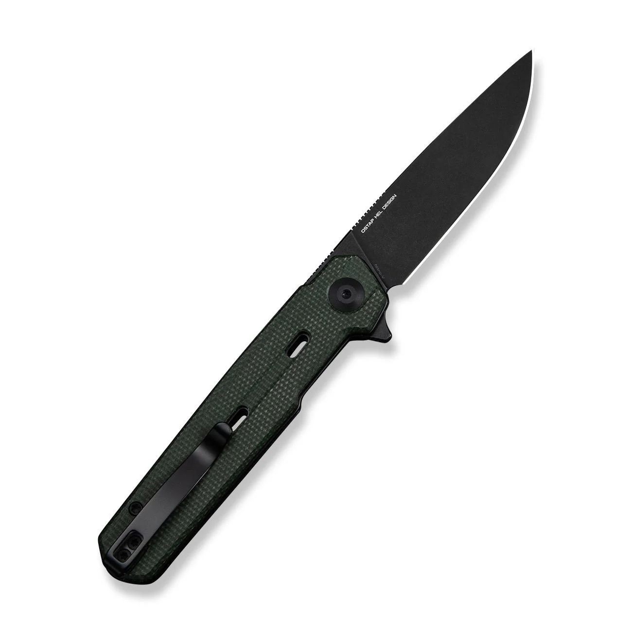 CIVIVI Navo Flipper Knife Green Canvas Micarta Handle (3.25" Black Stonewashed Nitro-V Blade) C25015A-2 - Image 8