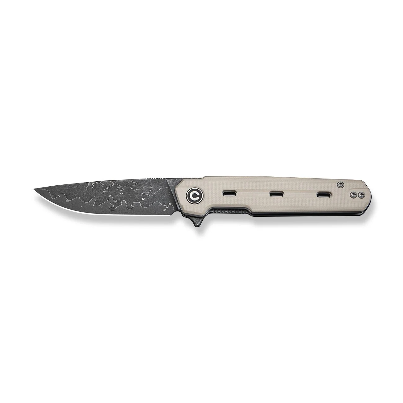 CIVIVI Navo Flipper Knife Ivory G10 Handle (3.25" Damascus Blade) C25015A-DS1 - Image 10