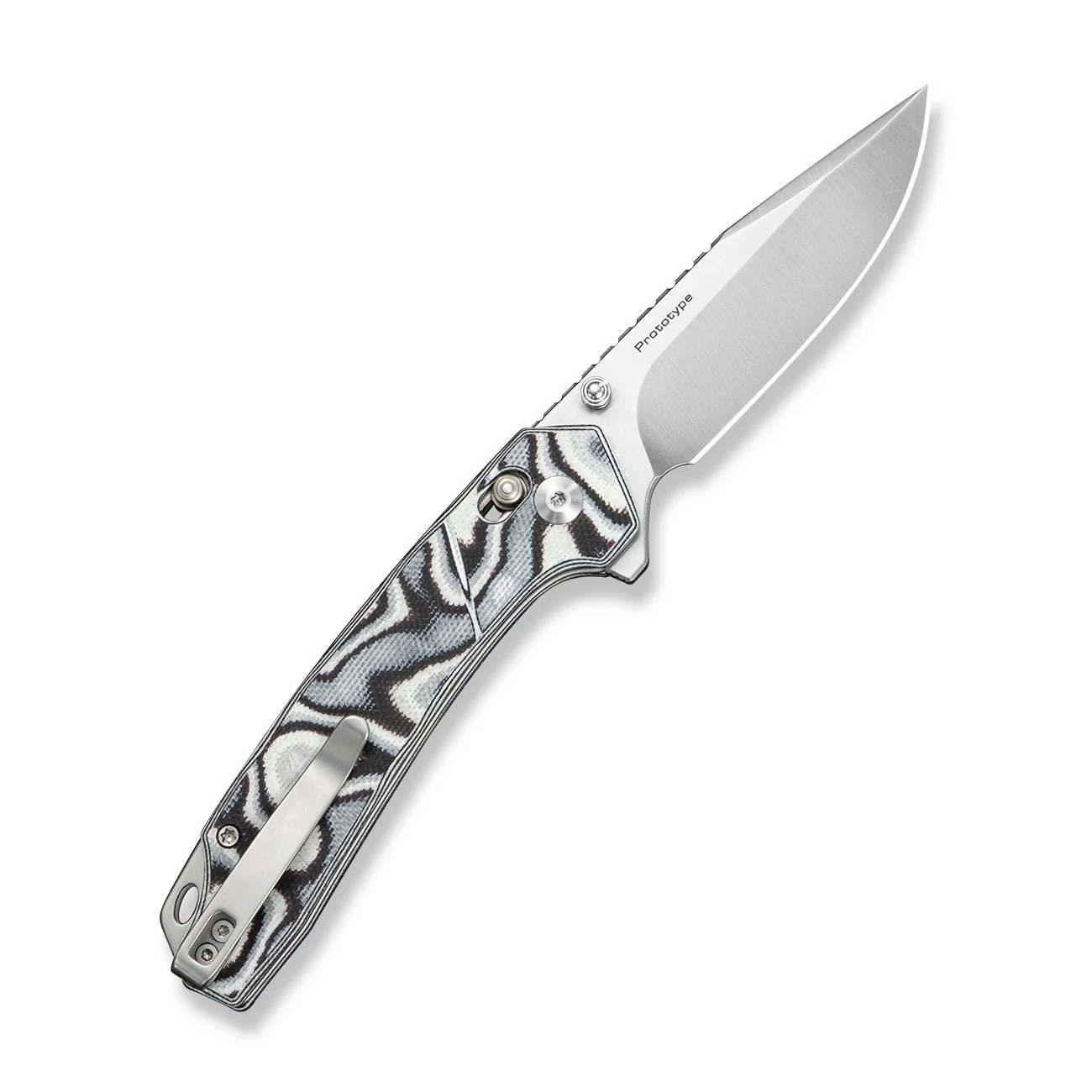 CIVIVI Nemain Flipper & Button Lock Knife Black & White G10 Handle (3.15" Satin Finished Nitro-V Blade) C25083 Sample1 - Image 2