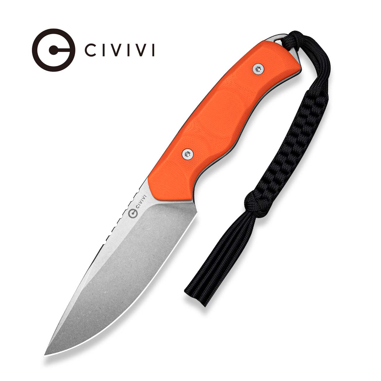 CIVIVI Nivren Fixed Blade Knife Orange G10 Handle (3.75" Stonewashed 14C28N Blade) C25103 Sample2