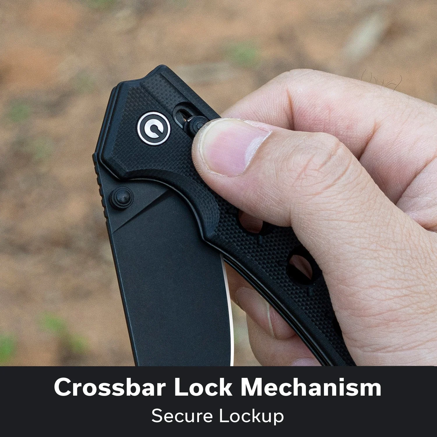 CIVIVI Noctis Thumb Stud & Crossbar Lock Knife Black G10 Handle (2.98" Black Stonewashed Nitro-V Blade) C24020C-1 - Image 4