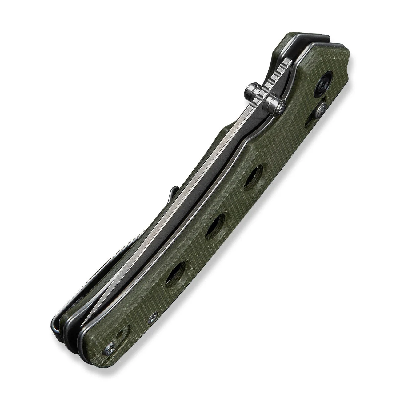CIVIVI Noctis Thumb Stud & Crossbar Lock Knife Olive Canvas Micarta Handle (2.98" Stonewashed Nitro-V Blade) C24020C-3 - Image 14